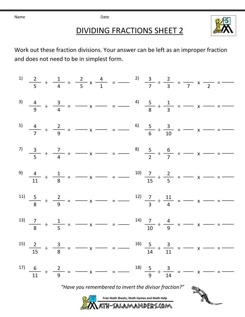 How To Divide Fractions