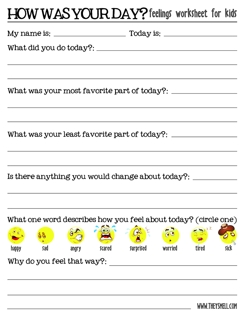 How Was Your Day  Feelings Worksheet For Kids