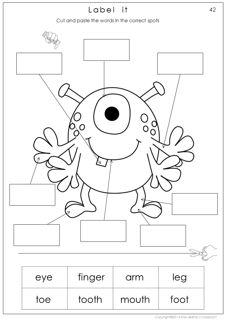 Identification Worksheets Kid Worksheet Human Body Parts With
