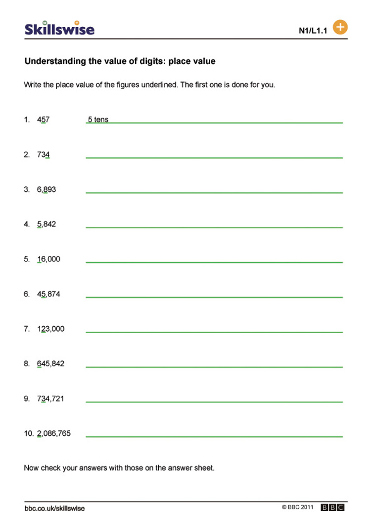 Identifying Place Value Worksheets Free Worksheets Library