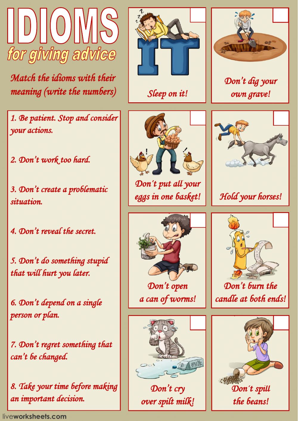 Idioms For Giving Advice 1