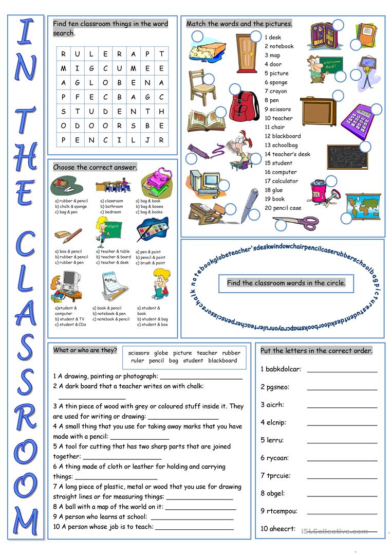 In The Classroom Vocabulary Exercises Worksheet