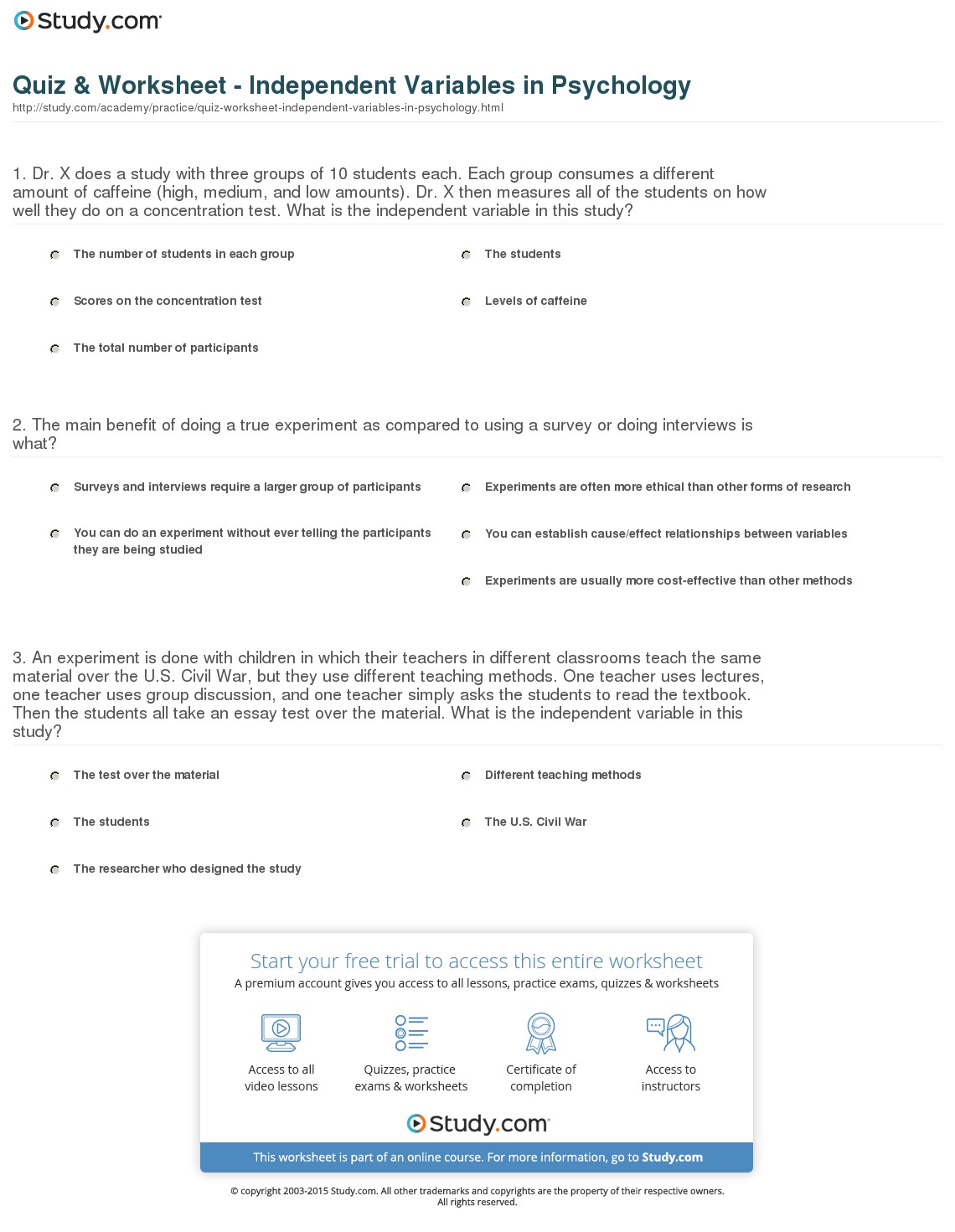 Independent And Dependent Variables Worksheets Free Worksheets