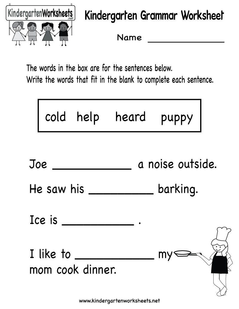 Kindergarten Grammar Worksheet Printable