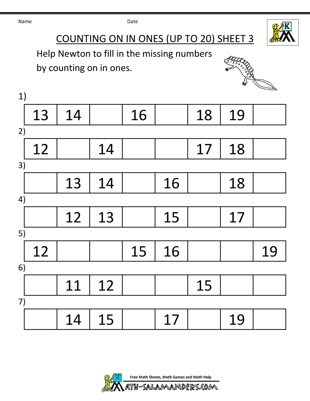 Kindergarten Math Printables 2 Sequencing To 25