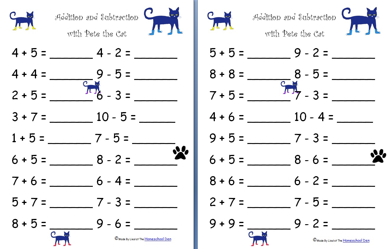 Kindergarten Math Worksheets Addition And Subtraction Free
