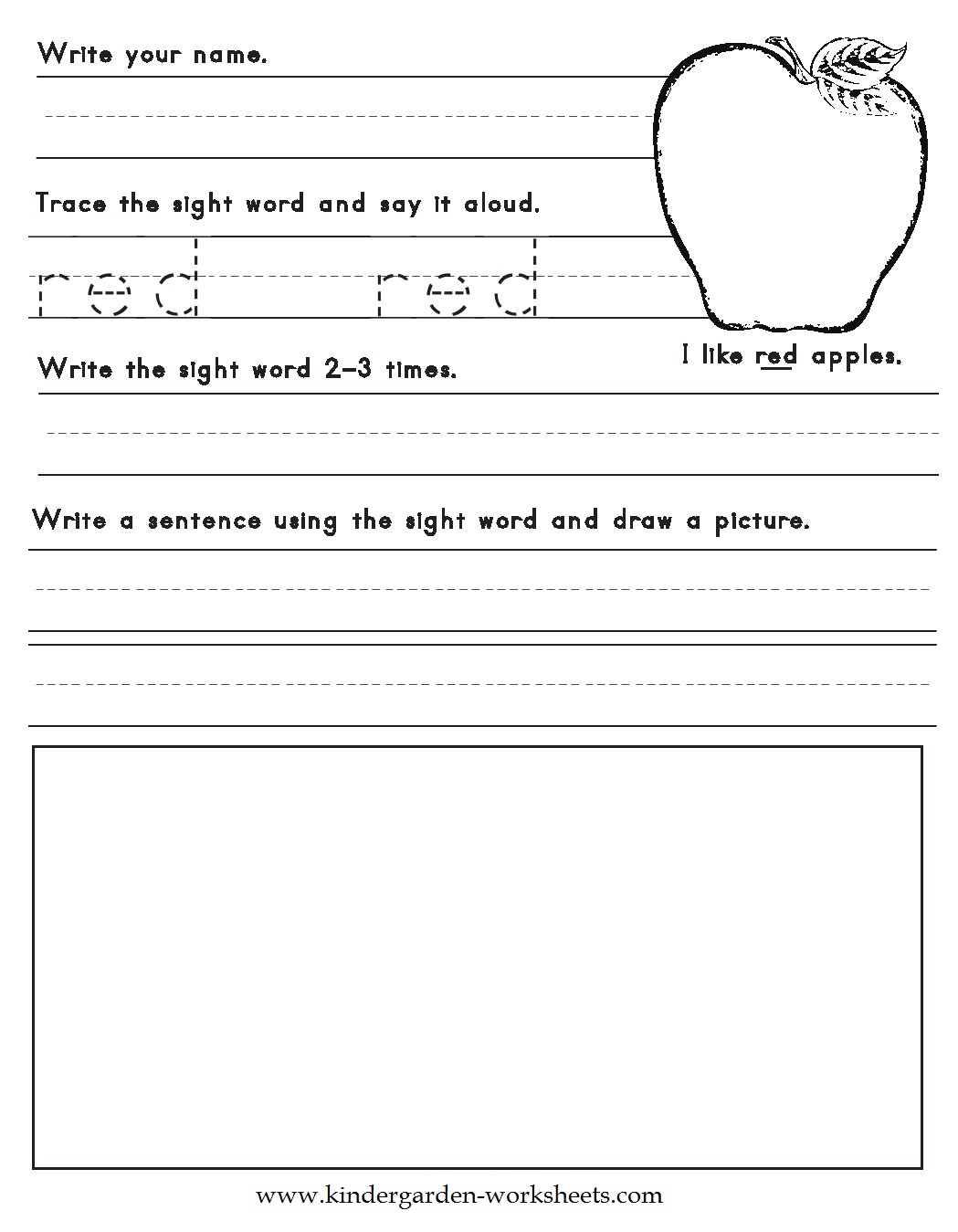 Kindergarten Worksheets  Color Words Worksheets
