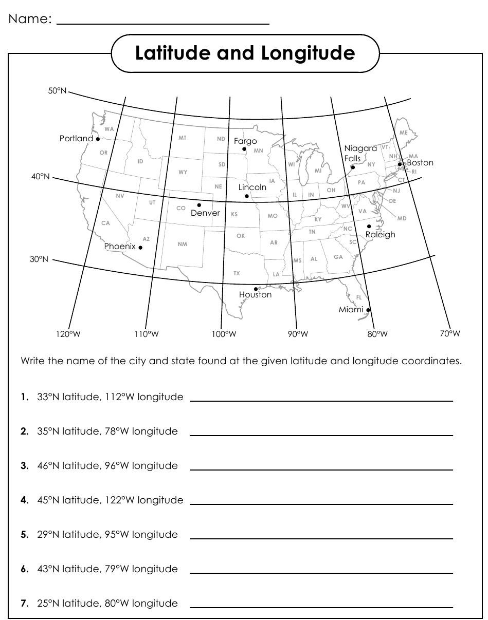 Latitude And Longitude Worksheet Worksheets