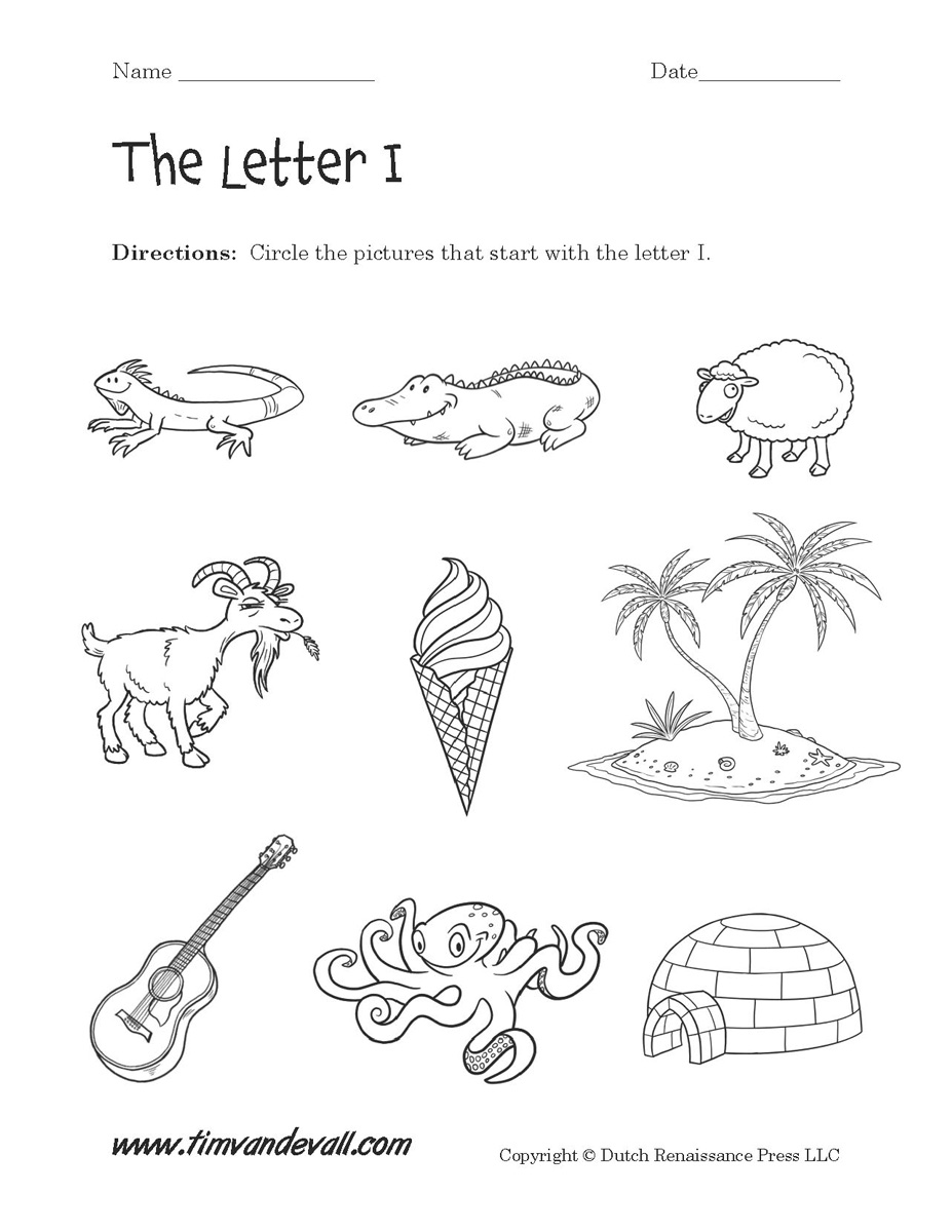 Letter I Worksheets