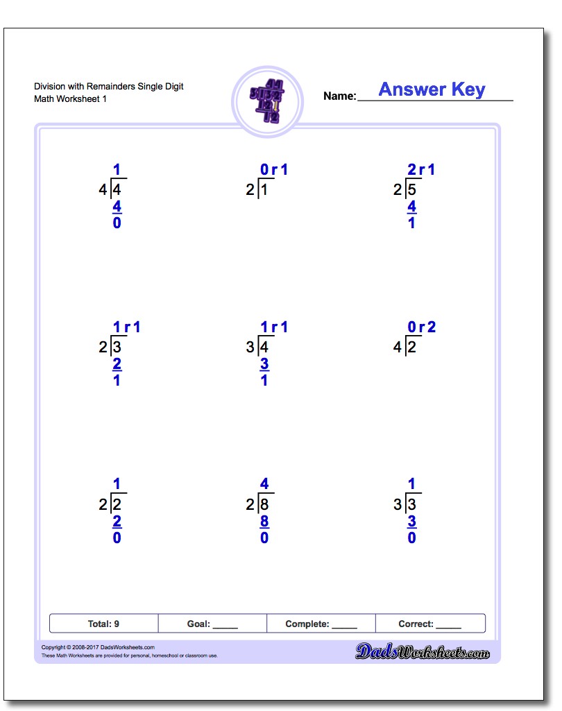 Long Division Worksheets