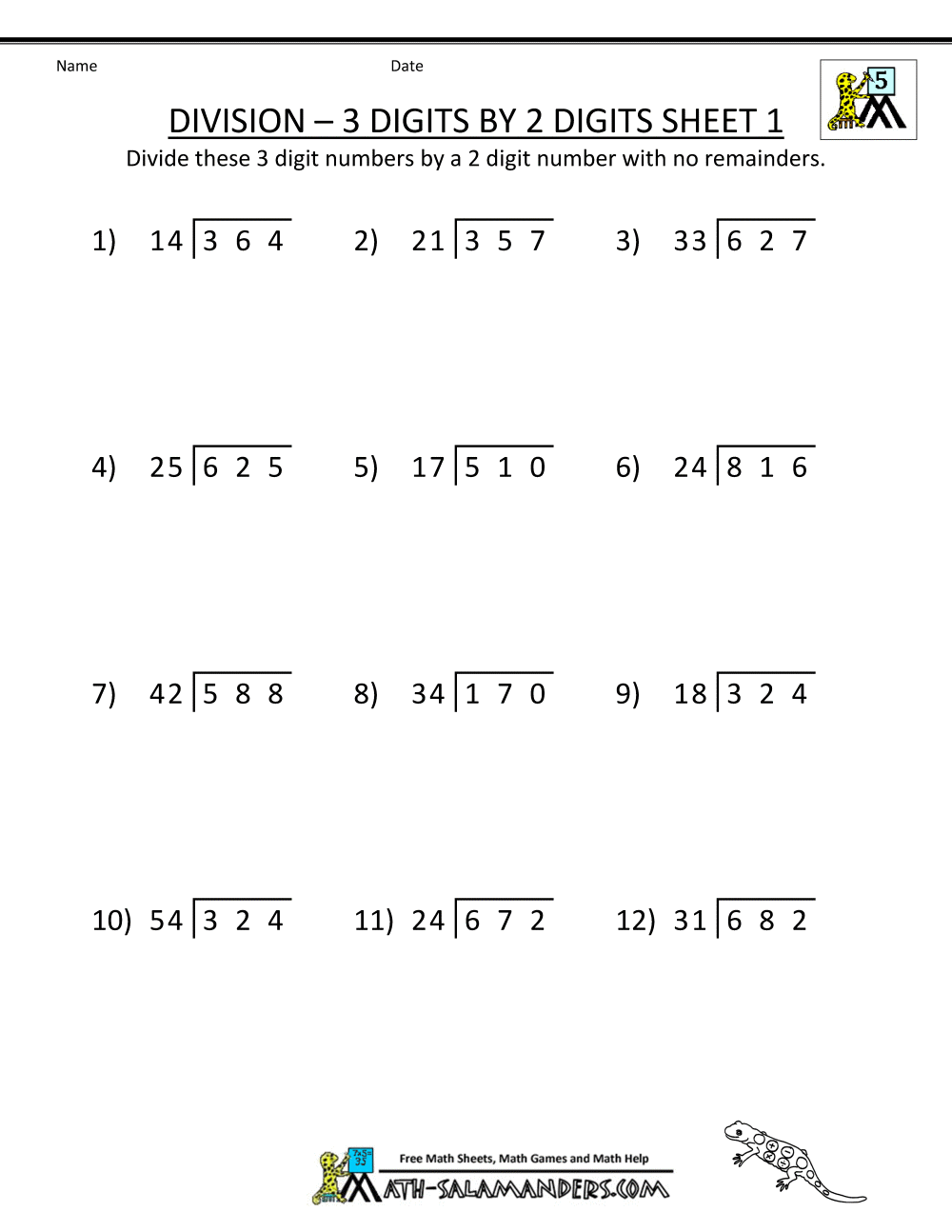 Long Division Worksheets For 5th Grade
