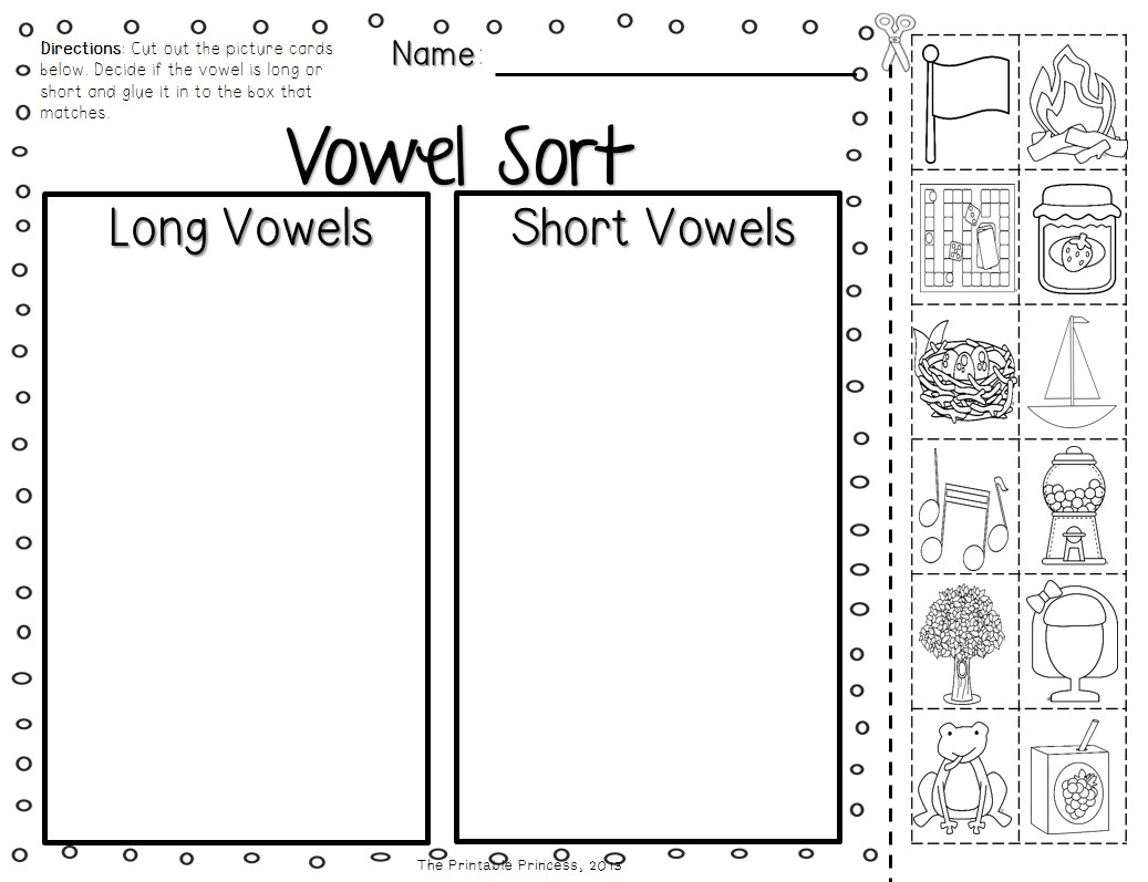 Long Vowel Worksheets Kindergarten Math Free Printable For Short