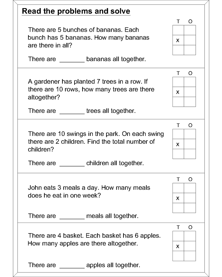 Math Multiplication Word Problems Worksheets
