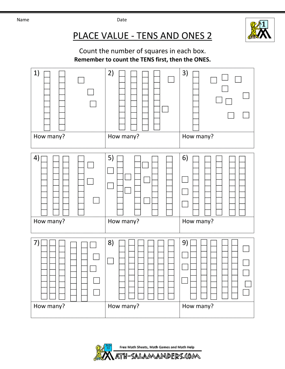 Math Place Value Worksheets 2 Digit Numbers