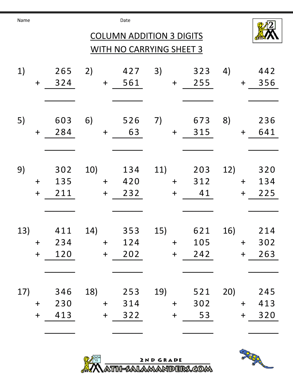 Math Worksheets For 3rd Grade