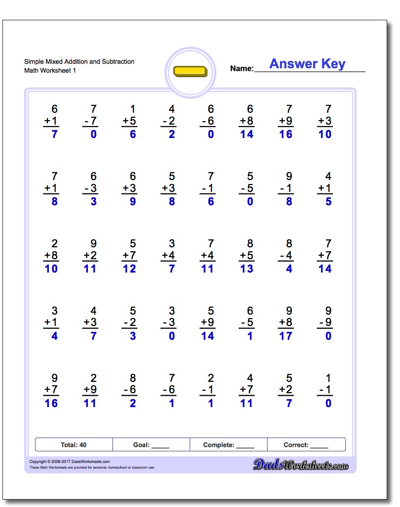 Mixed Addition And Subtraction