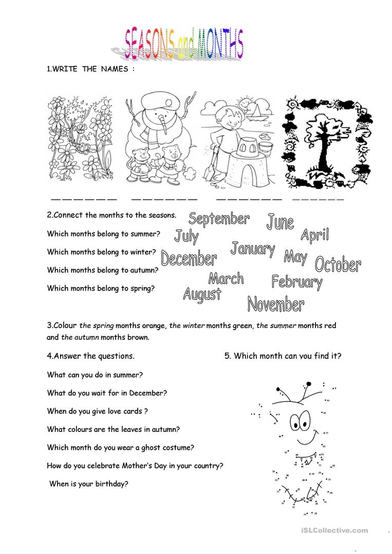 Months And Seasons Worksheet
