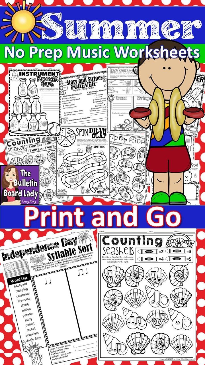 No Prep Music Worksheets For Summer