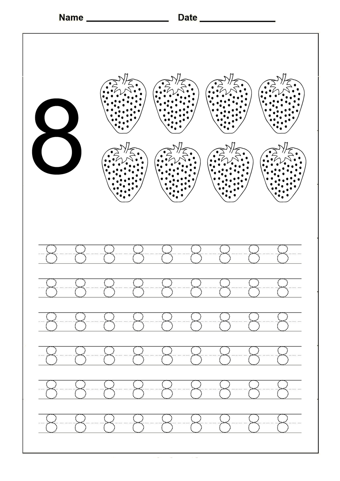 Number 8 Worksheets For Children