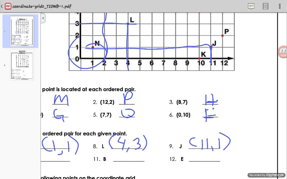 Ordered Pairs Worksheet Answers