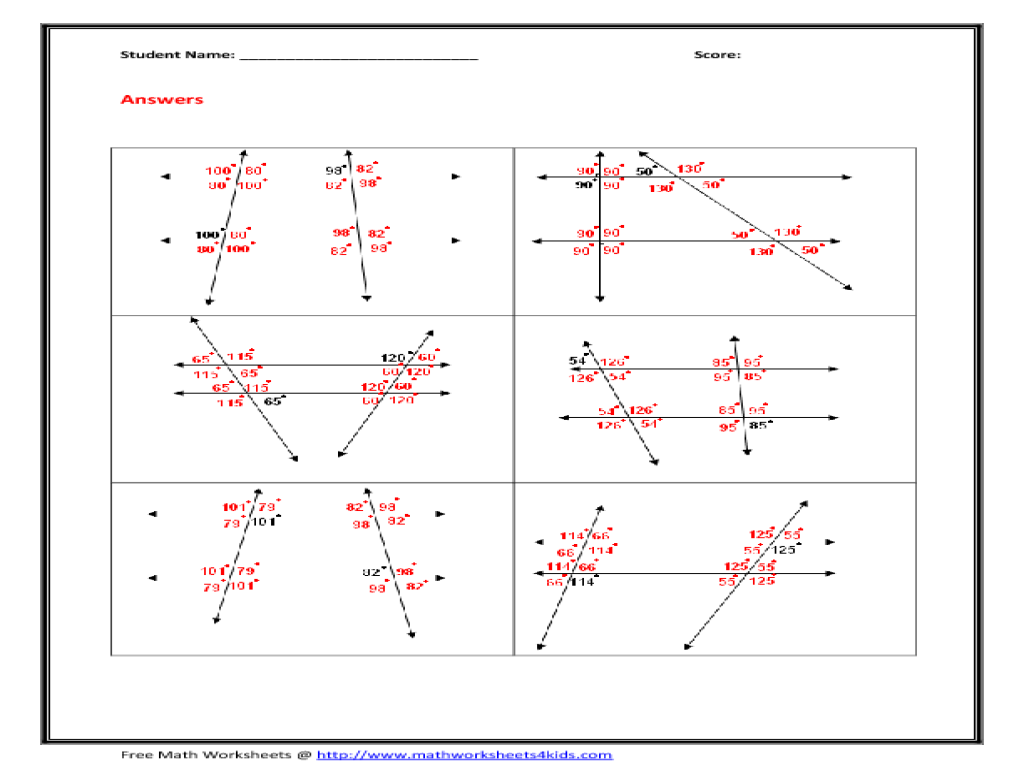 Parallel And Transversal Lines Worksheet Free Worksheets Library