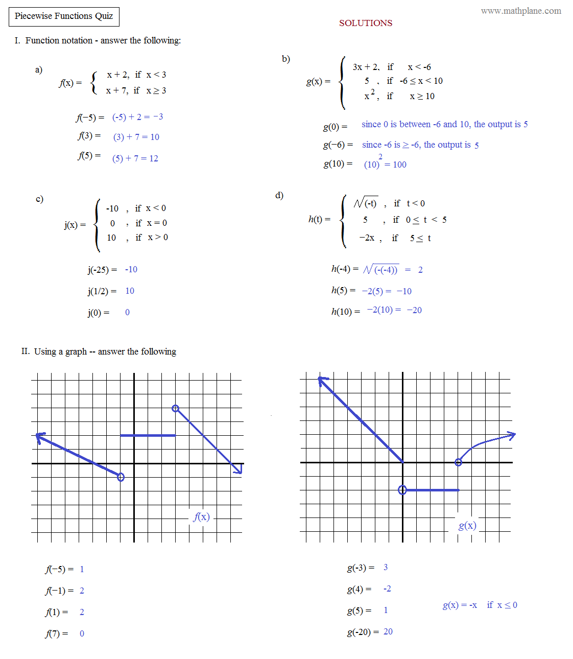 Piecewise Functions Word Problems Worksheet Free Worksheets