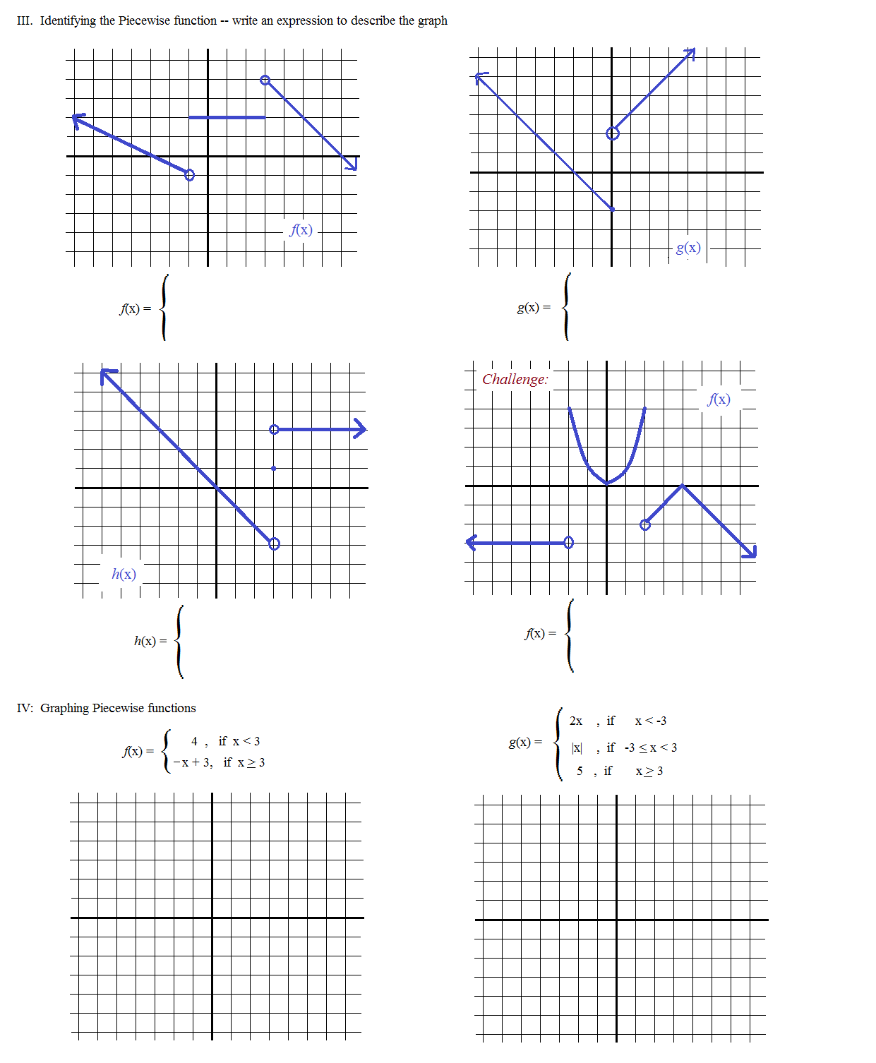 Piecewise Functions Worksheet And Answers Free Worksheets Library