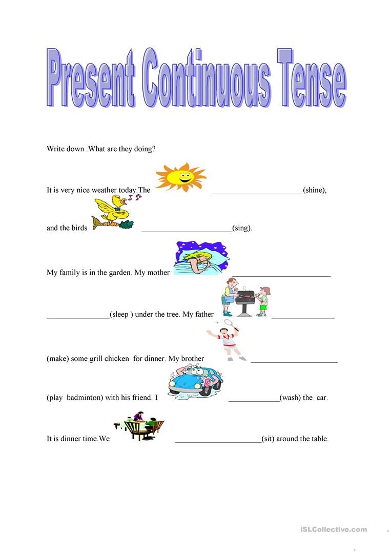 Present Continuous Tense Worksheet