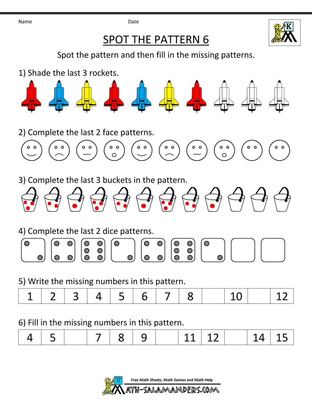 Printable Kindergarten Worksheets Spot The Pattern 6