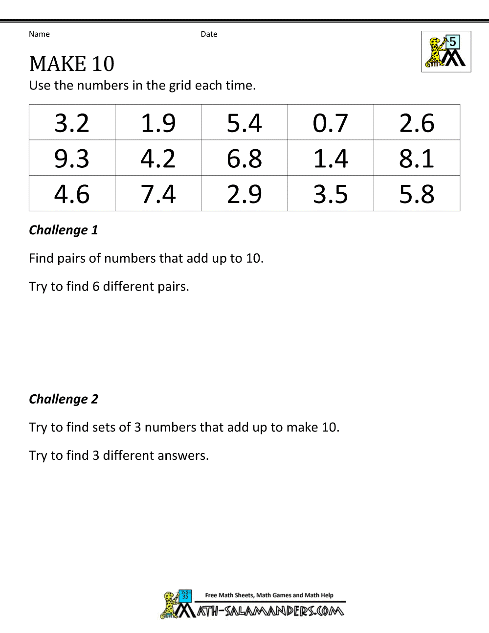 Printable Math Puzzles 5th Grade