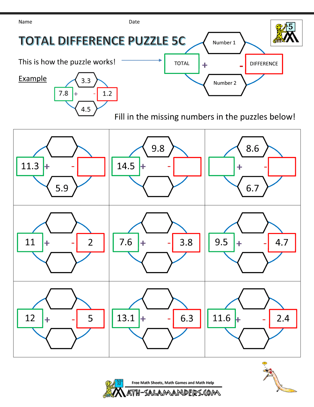 Printable Math Puzzles 5th Grade