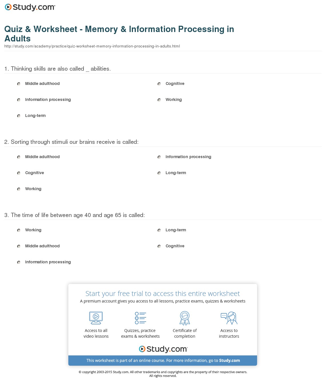 Quiz & Worksheet