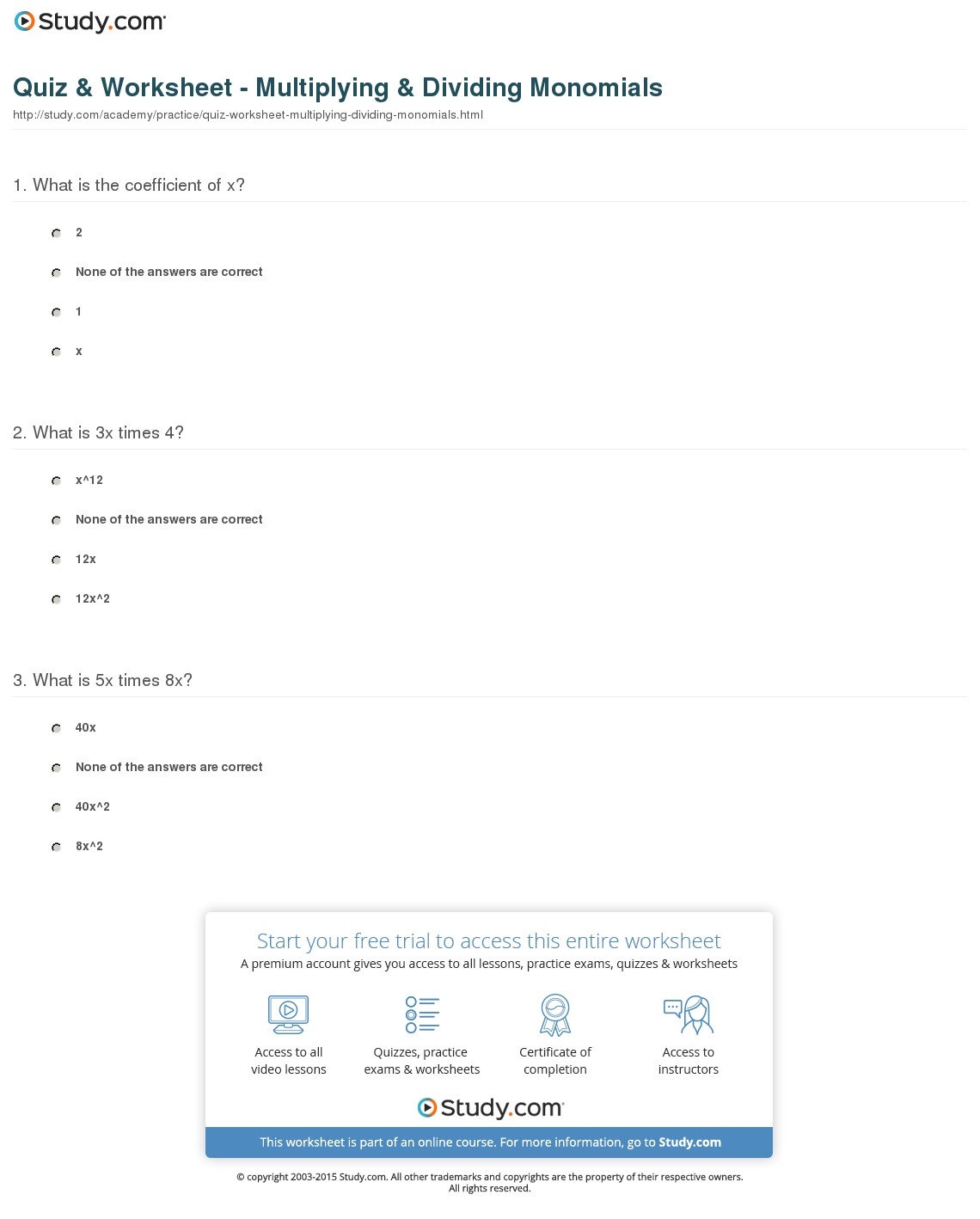Quiz & Worksheet