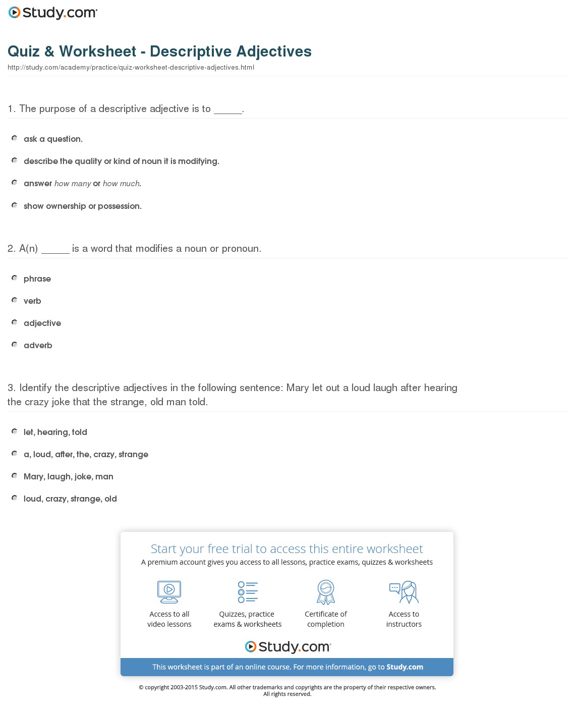 Quiz & Worksheet