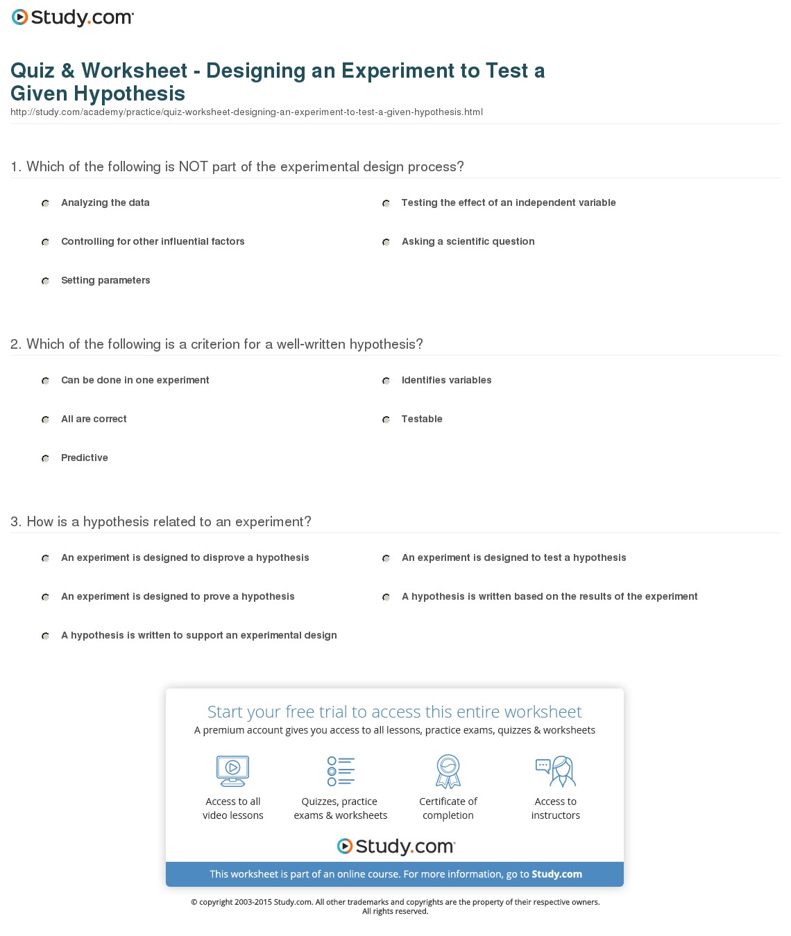 Quiz & Worksheet