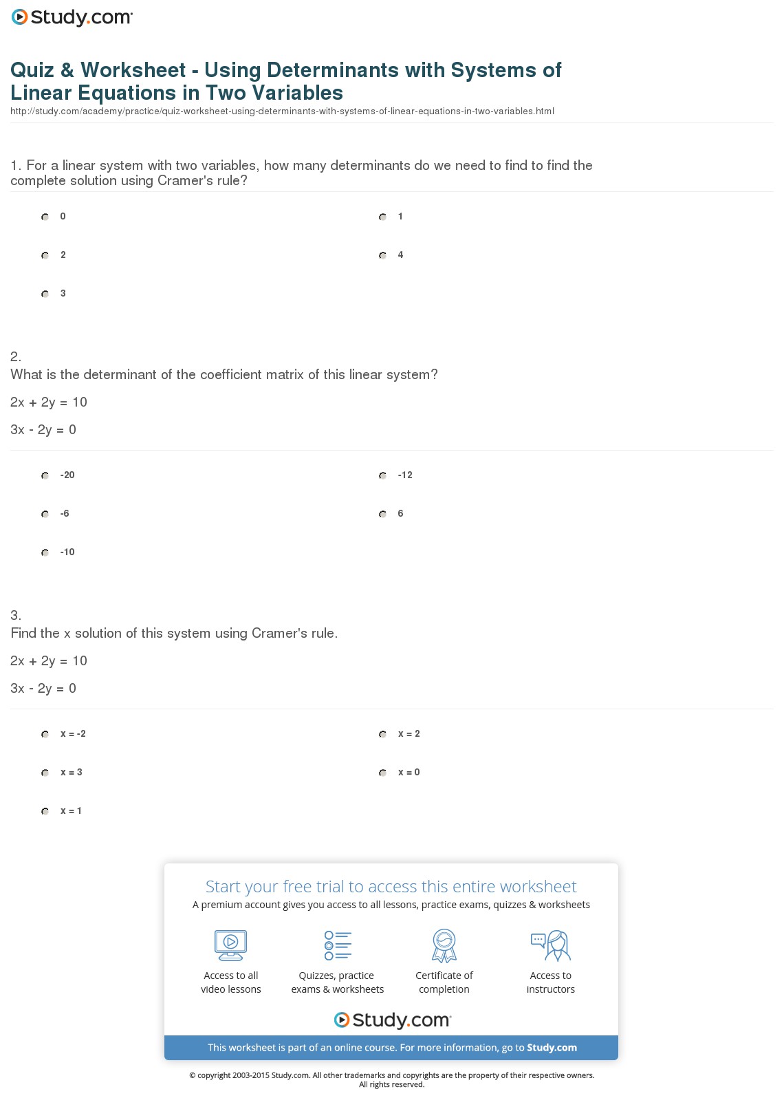 Quiz & Worksheet