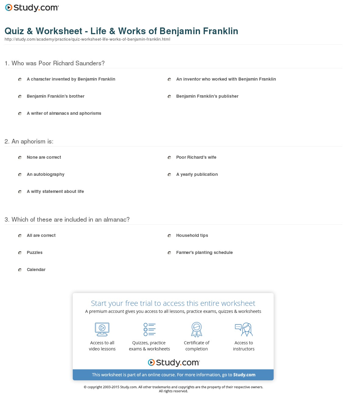 Quiz & Worksheet