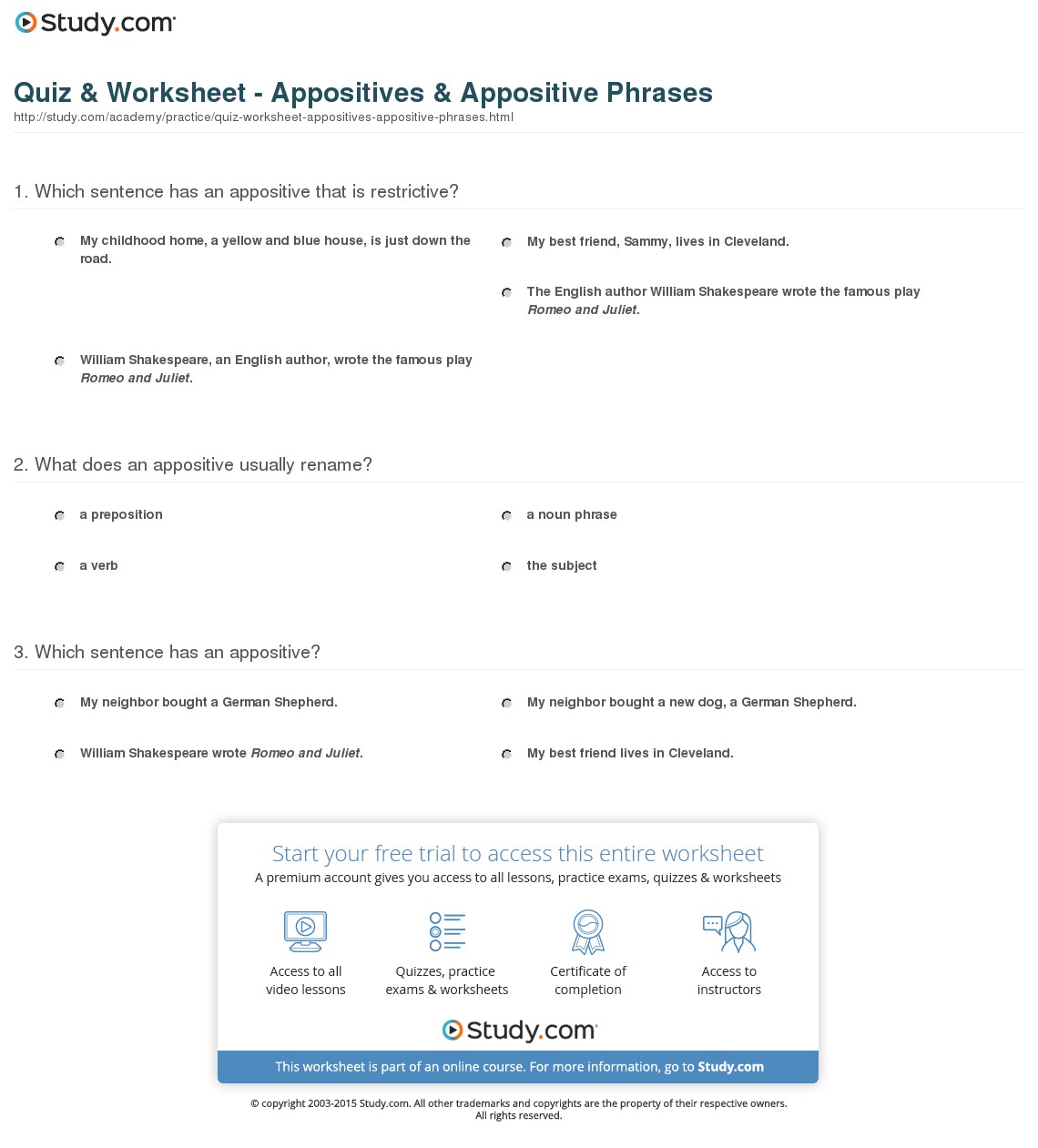 Quiz & Worksheet
