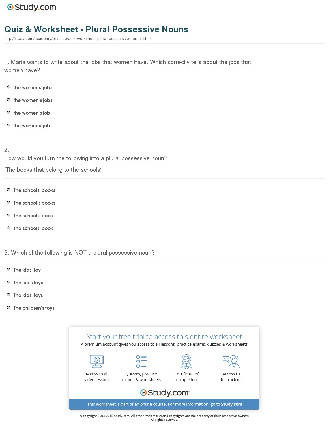 Quiz & Worksheet