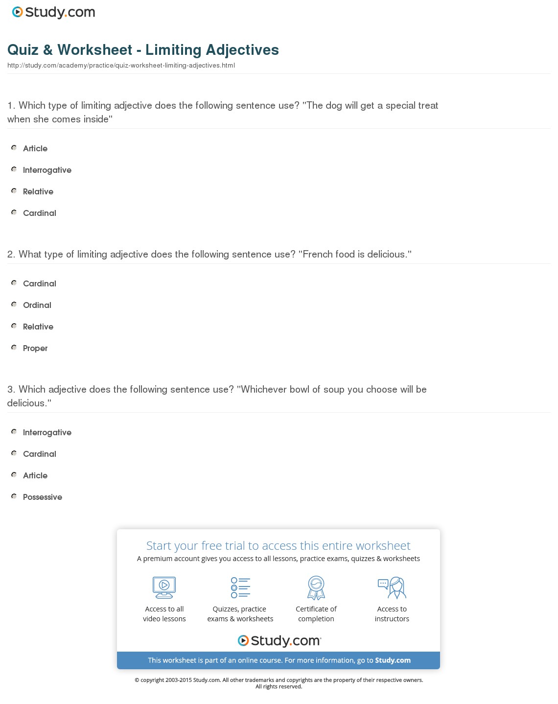 Quiz & Worksheet