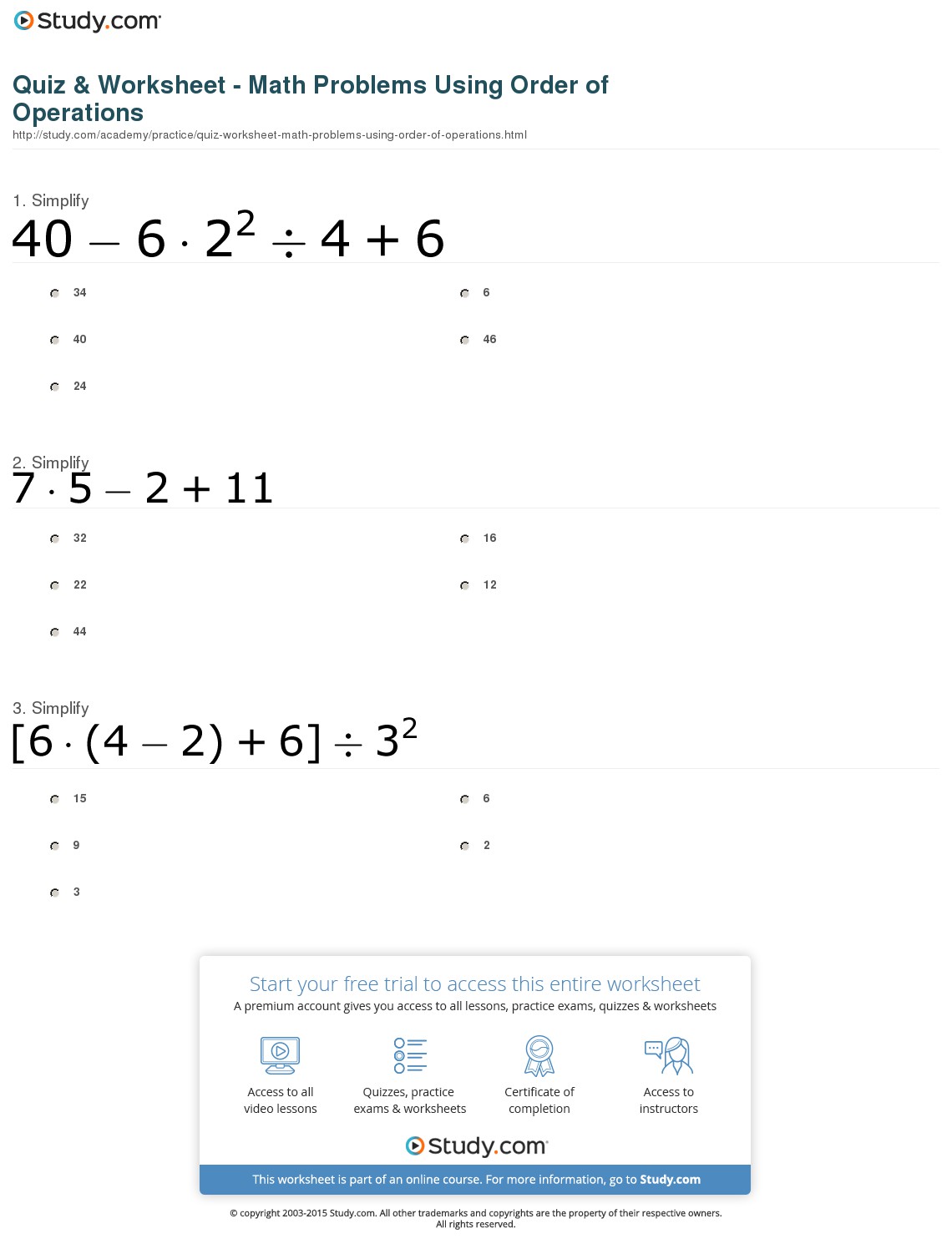Quiz & Worksheet