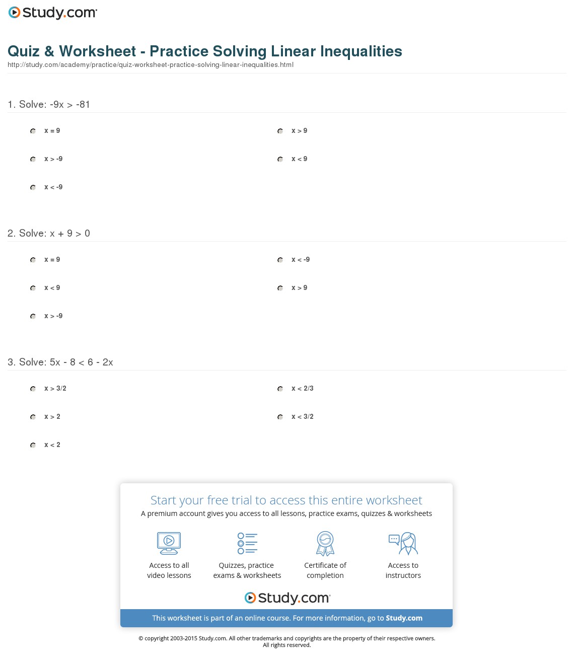 Quiz & Worksheet