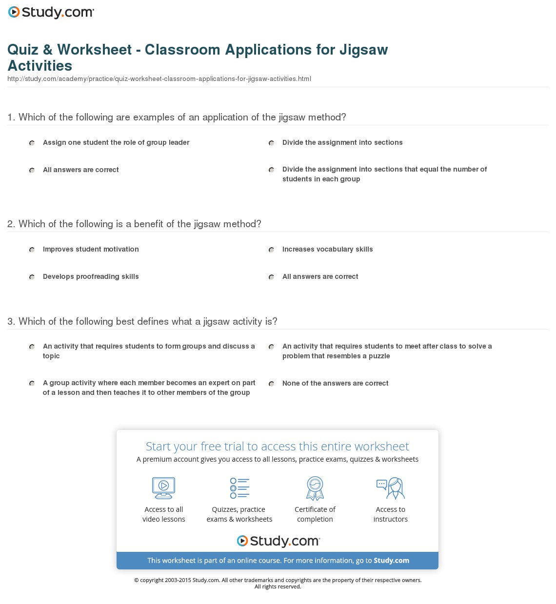 Quiz & Worksheet