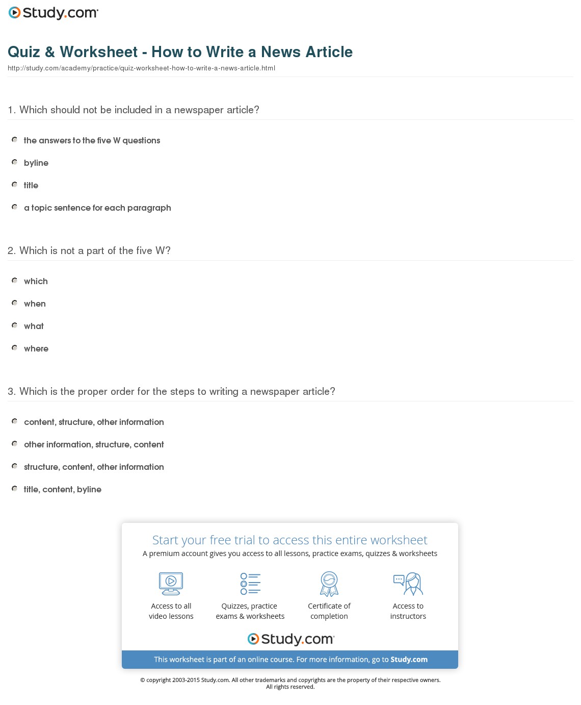 Quiz & Worksheet