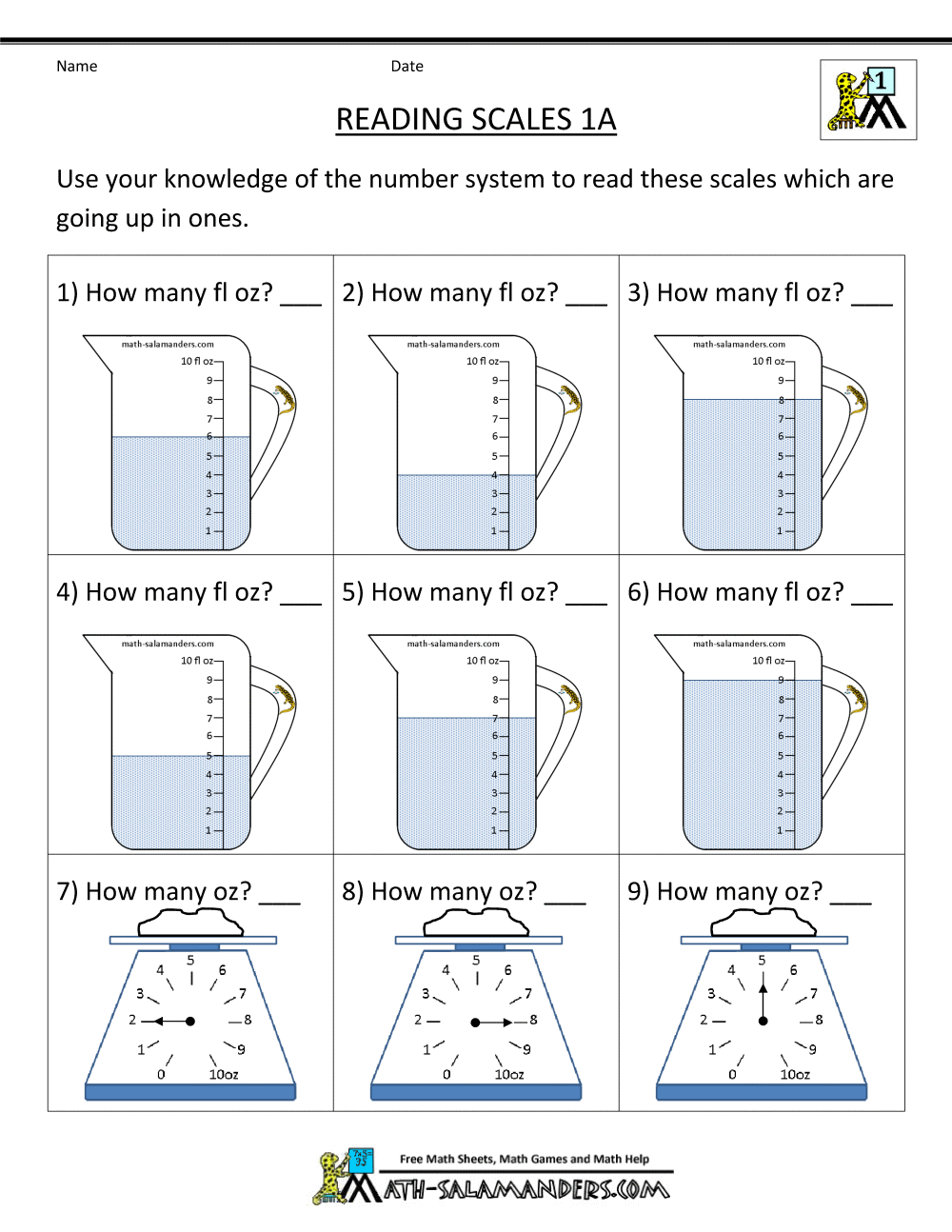 Reading Scales Worksheet Free Worksheets Library