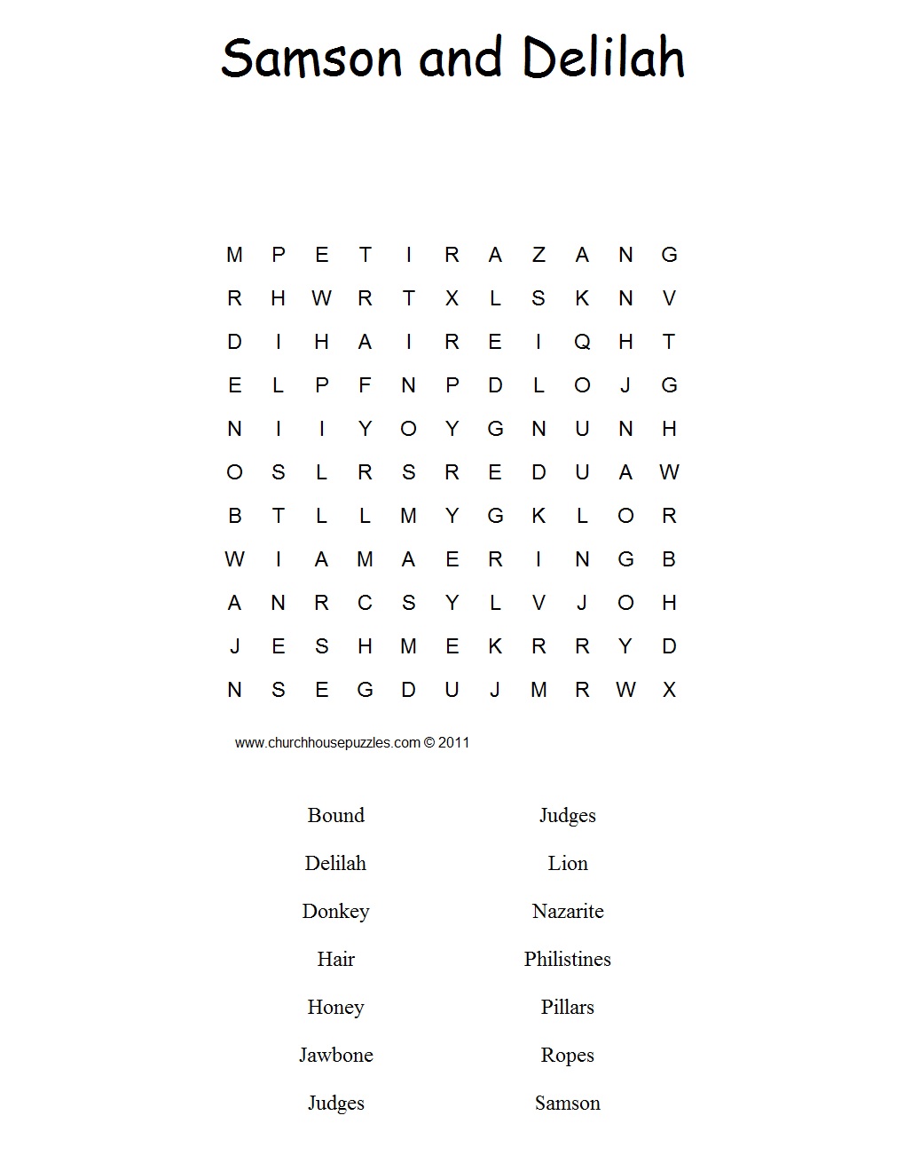 Samson And Delilah Word Search