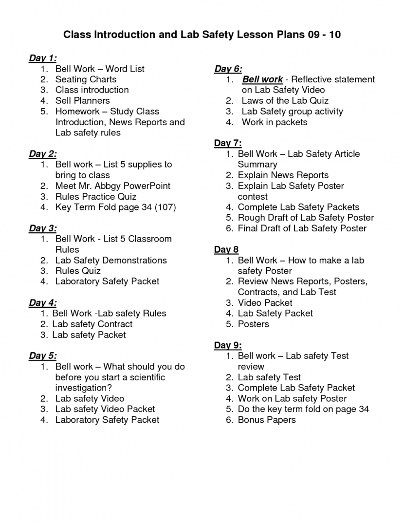 Science Lab Safety Activity Rules And Lesson Plans Forensic For