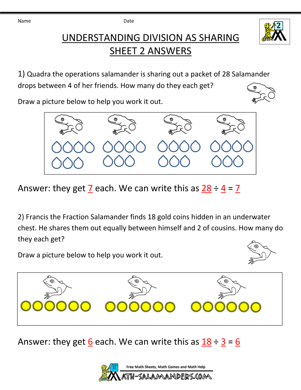 Second Grade Division Worksheets