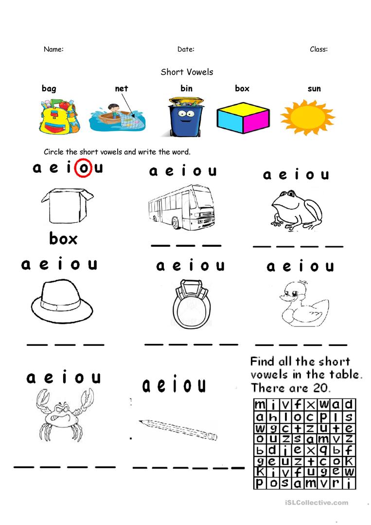 Short Vowels A E I O U Re