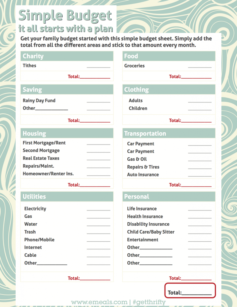 Simple Budgeting Forms